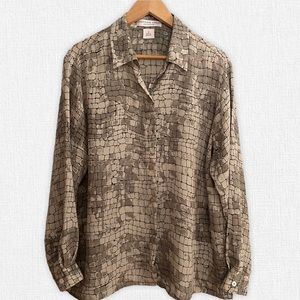 Josephine Chaus Gray Distressed Patterned Blouse